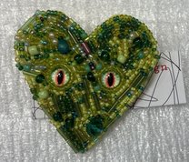 брошка сердечко зеленое (2021, смешанная техника, 6x6, арт. 21п4) - 500 ₽