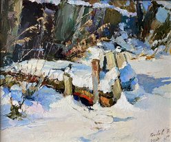 Этюд с мостками (2022, х.м., 25x30, арт. 86К.022) - 17 000 ₽