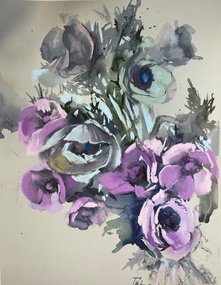 Анемоны (год не указан, бум.,акв.,пастель, 56x47, арт. 12К.28) - 7 700 ₽