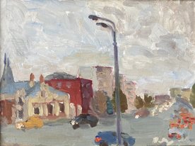 Вид на музей Бахрушина. Метро Павелецкая (2024, х.к.м., 30x40, арт. 121к3) - 6 800 ₽