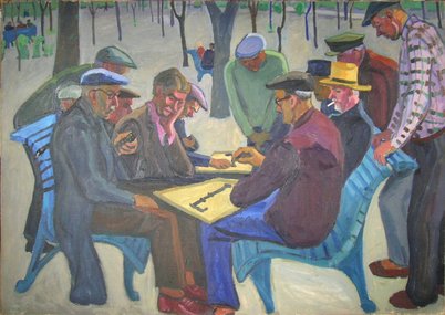 Ростов на Дону. Игра в домино (1961, х.м., 190x130, арт. М01К.36)