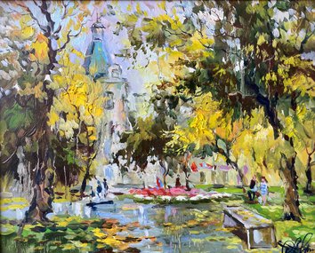 Сквер на Остоженке (2020, х.м., 40x50, арт. 01К.42) - 20 400 ₽