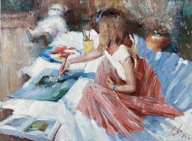 Рисует (2025, х.м., 30x40, арт. 41к113) - 24 000 ₽