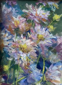 Хризантемы (2024, картон,масло, 20x15, арт. 10к10) - 3 400 ₽