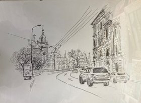 Скетч (эскиз) (год не указан, бумага,линер, 30x40, арт. 26К.018) - 3 000 ₽