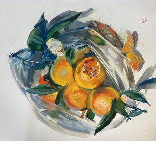 Мандарины (год не указан, бум.,темпера,пастель, 40x49, арт. 12К.34) - 6 800 ₽