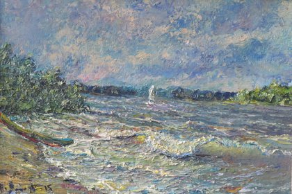 Волга. Ветреный день (2015, х.м., 21x30, арт. 31К.1) - 6 800 ₽