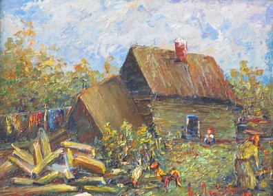 Домик в деревне (2015, х.м., 16.5x22.5, арт. 31К.2) - 5 100 ₽