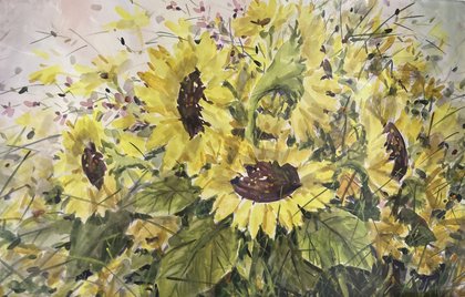 Подсолнухи (2019, б.акв., 40x60, арт. 39К21) - 6 900 ₽