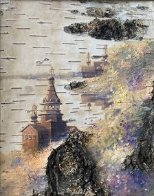 Деревянные церкви (2024, береста,масло, 30x25, арт. 52К.38) - 5 950 ₽