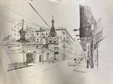 Скетч (эскиз) (год не указан, бумага,линер, 30x40, арт. 26К.013) - 3 000 ₽