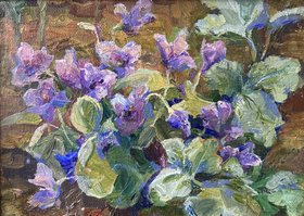 Фиалки (2024, х.м., 15x20, арт. 10к11) - 3 400 ₽