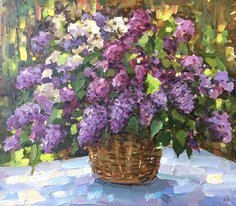 Сирень в корзине (2018, х.м., 35x40, арт. 35К.21) - 25 500 ₽
