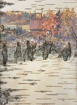 У пруда (2016, береста,масло, 24x18, арт. 52К.14) - 2 210 ₽