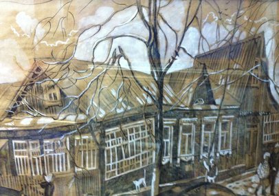 Дома на Вознесенской (2014, кр.тушь бел., 30x40, арт. 03К.2) - 8 500 ₽