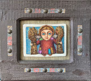 Ангел=хранитель с колосьями (2019, смешанная техника, 39x41, арт. 4К.13) - 8 500 ₽