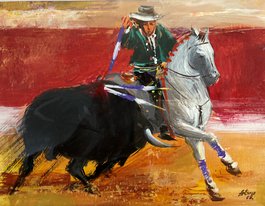 Матадор (2016, темпера, бумага, 15x20, арт. артсалон1) - 5 100 ₽