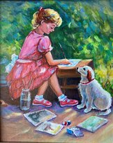 Девочка и собака (2022, х.акр., 30x25, арт. 17К.3) - 6 000 ₽