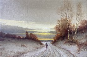 Зимняя дорога (2025, х.м., 20x30, арт. 91к31) - 19 000 ₽