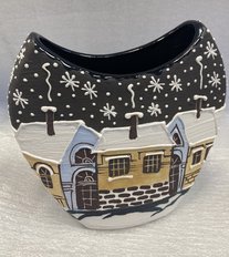 Ваза "Темная ночь" малая (2023, керамика, 14x16, арт. 12пв19) - 2 150 ₽