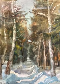 Зима (год не указан, б.акв., 46x34, арт. 101к5) - 7 000 ₽