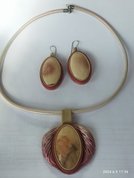 Кулон и серьги яшма (2024, камень,кожа, 4x50, арт. 25П.10) - 2 300 ₽