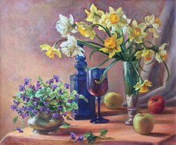 Натюрморт с фиалками (2011, х.м., 50x60, арт. 15К.16) - 30 600 ₽