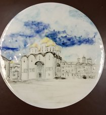 тарелка настенная Успенский собор в кремле (2016, фаянс, 21x21, арт. 1П.20) - 1 800 ₽