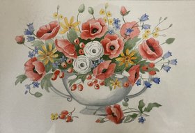 Букет с маками (2024, б.акв., 30x40, арт. 94К.019) - 2 000 ₽