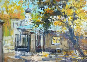 Дворик на Остоженке (2017, х.м., 30x40, арт. 01К.3) - 15 500 ₽