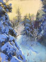 Зимний день (год не указан, бум.,темпера,пастель, 32x24, арт. 12К.66) - 5 100 ₽