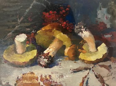 Натюрморт с грибами (2022, к.м., 15x20, арт. 86К.023) - 12 000 ₽