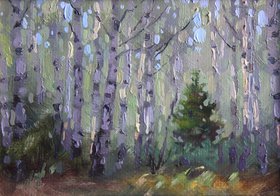 Подмосковные березы (2018, х.м., 13x18, арт. 35К.86) - 8 500 ₽