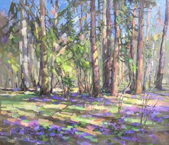 Подснежники в лесу (2019, х.м., 44x50, арт. 35К.139) - 60 000 ₽