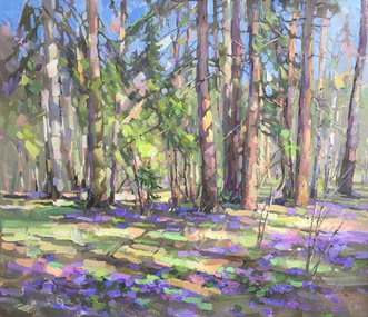 Подснежники в лесу (2019, х.м., 44x50, арт. 35К.139) - 60 000 ₽