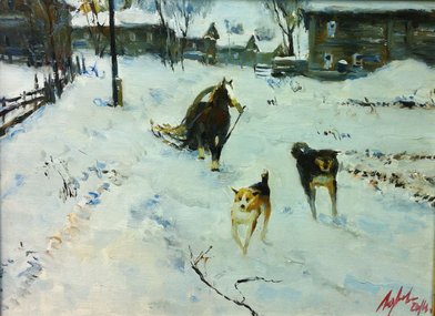 Зима в деревне (2014, х.м., 30x40, арт. 41К.26) - 13 600 ₽