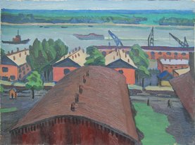 Вид на Дон и порт (1960, к.м., 35x38, арт. М01К.28)