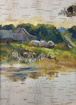 Летняя пора (2019, береста,масло, 24x18, арт. 52К.8) - 2 550 ₽