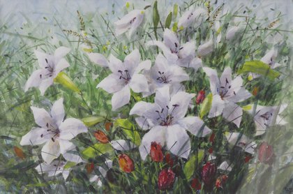 Лилии (2019, б.акв., 40x60, арт. 39К.27) - 6 400 ₽