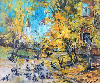 Дворик на Трёхгорке (2019, х.м., 50x60, арт. 01К.35) - 30 600 ₽