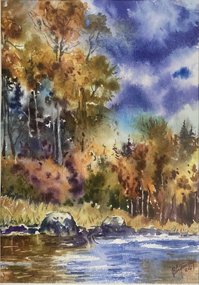 Карелия. осень (2023, б.акв., 25x18, арт. 109к2) - 4 250 ₽