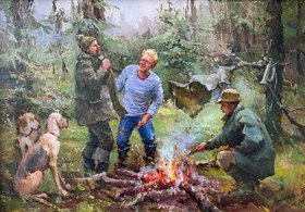 Охотники на привале (2020, х.к.м., 25x35, арт. 86К.020) - 25 500 ₽