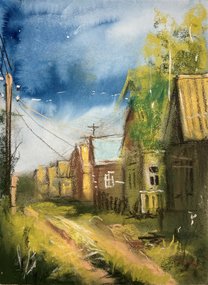 в деревне (год не указан, бум.,темпера,пастель, 21x16, арт. 12К.45) - 1 700 ₽