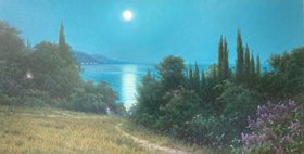 Лунная ночь в Крыму (2022, х.м., 40x80, арт. 105К.1) - 25 500 ₽