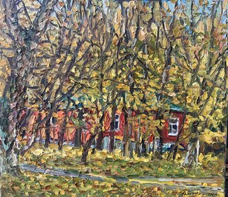 Красный домик. осень (2020, х.м., 35x40, арт. 27К.11) - 18 000 ₽