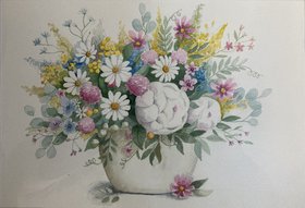 Летний букет (2024, б.акв., 30x40, арт. 94К.020) - 2 000 ₽