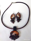 Кулон и серьги агат (2024, камень,кожа, 4x60, арт. 25П.5) - 2 300 ₽