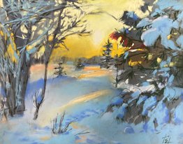 Опушка леса (год не указан, бум.,темпера,пастель, 26x32.5, арт. 12К.58) - 6 800 ₽