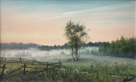 Рассвет за околицей (2023, х.м., 53x82, арт. 106к3) - 20 000 ₽