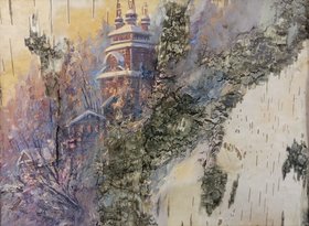Русский север (год не указан, береста,масло, 18x24, арт. 52К.15) - 2 250 ₽
